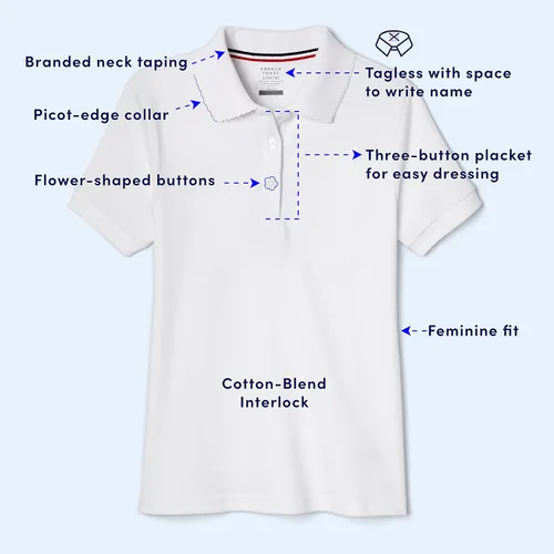 Vista 3 de French Toast - Camisa de uniforme escolar de manga corta con cuello picot para niña (estándar y plus)
