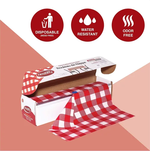 Vista 8 de Neatiffy Rollo de mantel de plástico desechable Mantel impermeable de 54 pulgadas x 108 pies Mantel para mesas rectangulares, cuadradas
