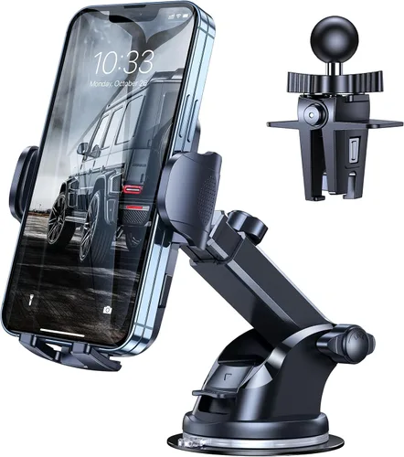 Vista 9 de Soporte de teléfono para automóvil [súper succión de grado militar] Soporte universal para teléfono manos libres para salpicadero de parabrisas