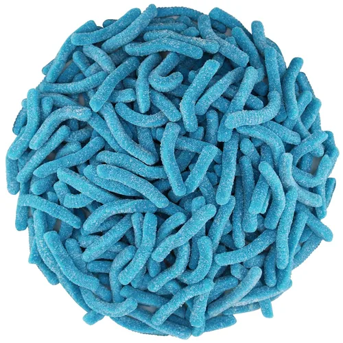 Vista 17 de FirstChoiceCandy Gusanos de gomita agridulce, varios sabores y colores sólidos (1 libra, frambuesa azul)