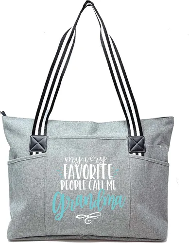 Vista 20 de Brooke & Jess Designs Bolso de mano para la abuela – Bolso de lona resistente con cremallera y bolsillo interior para la abuela para uso diario