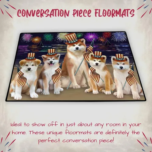 Vista 4 de Doggie of the Day Akita Dogs Floor Mat - 4th of July Independence Day - Best Dog Doormat - Protector Decor - Unique Portrait Art - Premium Quality