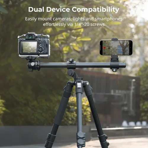 Vista 3 de SmallRig CT25 Trípode horizontal de 64.5 pulgadas para iPhone y cámara, con soporte para teléfono y bolsa de transporte, trípode ligero de aluminio