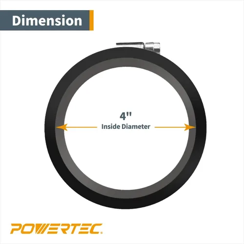 Vista 3 de POWERTEC Kit de recolección de polvo con manguito flexible, codo y abrazaderas