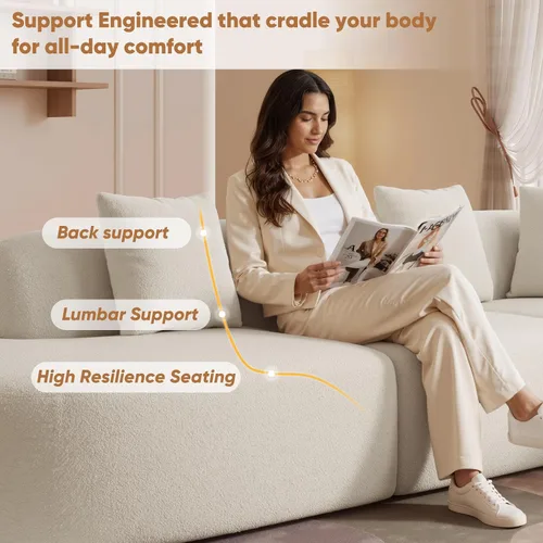 Vista 6 de Sofá modular de 114 pulgadas, moderno sofá deshuesado en forma de L con asiento profundo de gran tamaño, sofá nube para sala de estar, dormitorio