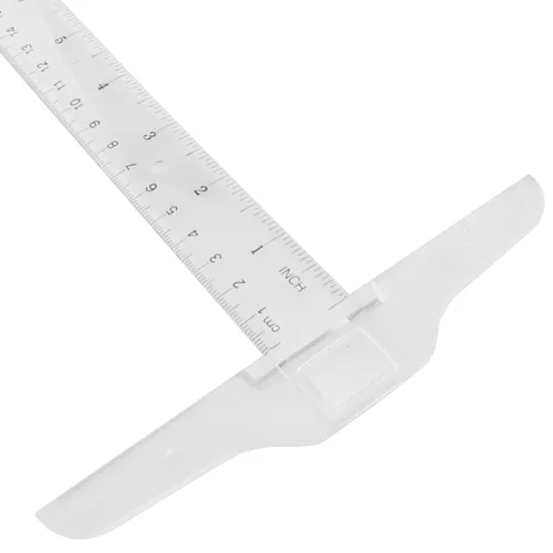 Vista 4 de RLECS Regla en T transparente de plástico T-Square 11.8 in / 12 "Regla en T de medición de doble cara