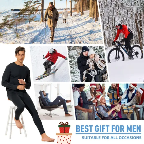 Vista 7 de Ropa interior térmica para hombre ultra suave largo con capa base con forro polar