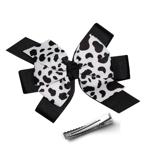 Vista 2 de WD2U - Clip de cocodrilo con diseño de vaca Holstein Moo para niñas
