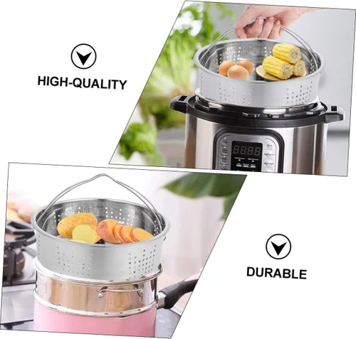 Vista 5 de BESTOYARD Vaporizador portátil para bolas de masa hervida, cesta de vapor, bandeja de vapor, inserto de mariscos, vaporizador tamal, olla de vapor