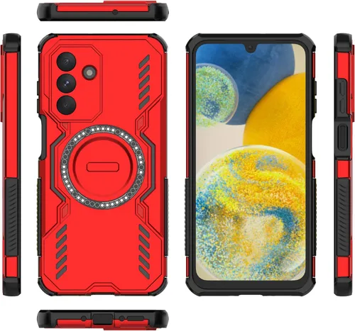 Vista 9 de Funda compatible con Motorola Edge 50, compatible con carga inalámbrica MagSafe [PC + TPU] 2 en 1 funda magnética protectora anticaída para Rojo