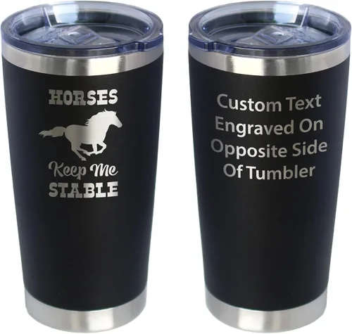 Vista 9 de Horses Keep Me Stable - Vaso de café aislado con tapa deslizante - Taza aislada de acero inoxidable - Regalos de café con temática de caballos Negro