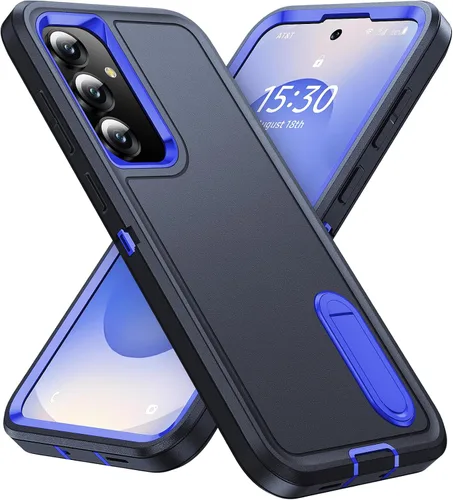 Vista 12 de BaHaHoues Funda protectora de grado militar para Samsung Galaxy S25 Plus con soporte integrado, a prueba de golpes y caídas (morado noche/rosa bebé)