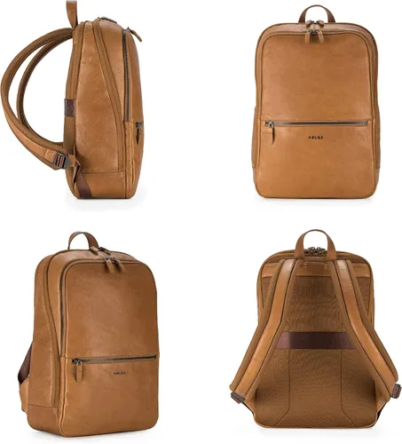 Vista 8 de VELEZ Mochila unisex de cuero de grano completo + cartera plegable con clip para dinero, Velez Mochila unisex de cuero + cartera plegable negra