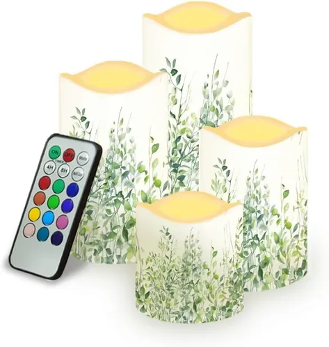 Vista 31 de Jeiento American Flag Flameless Candles 4 Pack 4th of July Home Decoration Flower American Flag LED Candles Battery Operated with Timer Remote
