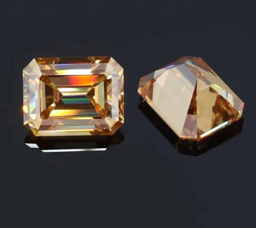Vista 2 de Mois - Moissanita suelta de 1 quilate, diamante de color champán, claridad VVS1, piedra preciosa brillante de corte esmeralda para hacer
