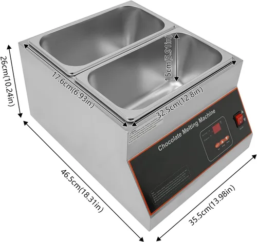 Vista 4 de 2 Pot Commercial Chocolate Melting Pot, 12 KG/26.4 LBS Chocolate Melting Pot with 32-203°F Temperature Adjustable Electric Chocolate Melter with Lid