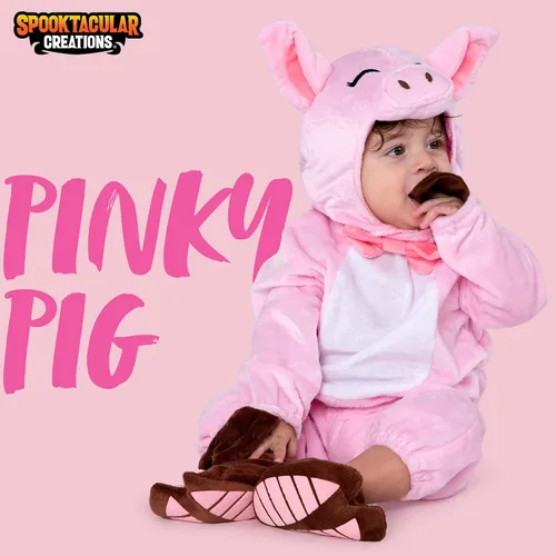 Vista 2 de Spooktacular Creations Disfraz de cerdo unisex para bebé disfraz de animal de cerdo para Halloween fiesta de truco o trato disfraz de fiesta 12-18