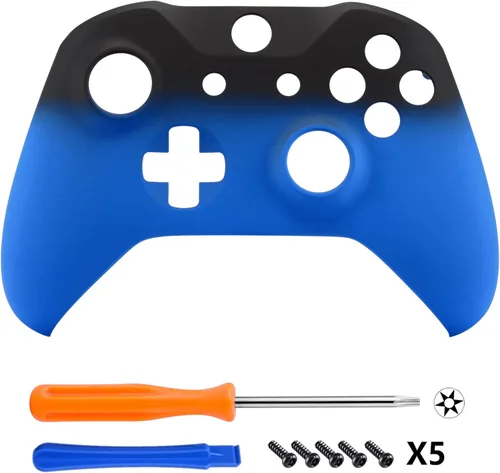 Vista 3 de eXtremeRate Cubierta de placa frontal azul sombra, carcasa frontal suave al tacto, kit de repuesto de agarre suave cómodo para controlador Xbox One