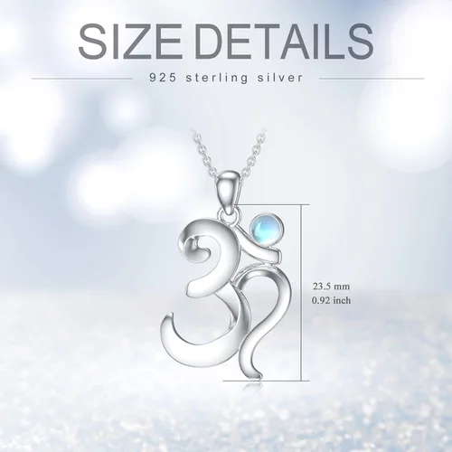 Vista 6 de VINSMOK Om - Collar de piedra lunar para mujer, plata de ley 925, collar de yoga, joyería sánscrita para regalos del día de la madre, regalos