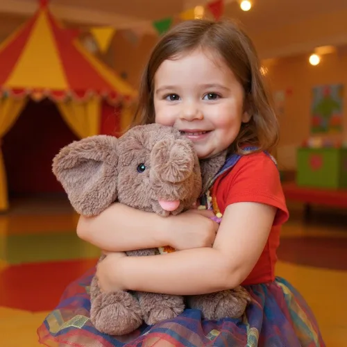 Vista 2 de Hopearl Adorable juguete de elefante de ternero de peluche con babero de punto colorido, elefante flexible, ultrasuave, regalo de cumpleaños