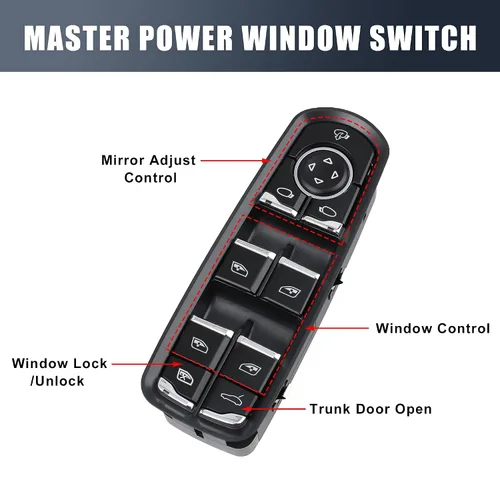 Vista 3 de uxcell Interruptor de control de elevalunas eléctrico delantero para Porsche Cayenne 2011-2014 para Porsche Panamera 2010-2014 7PP959858RDML