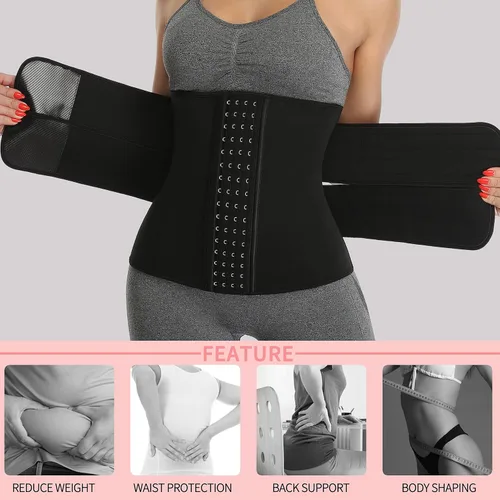 Vista 3 de KIWI RATA Entrenador de Cintura de Neopreno para Sauna Corsé Cinturón de Sudor para Mujeres Banda Ceñidora de Compresión para Entrenamiento Fitness