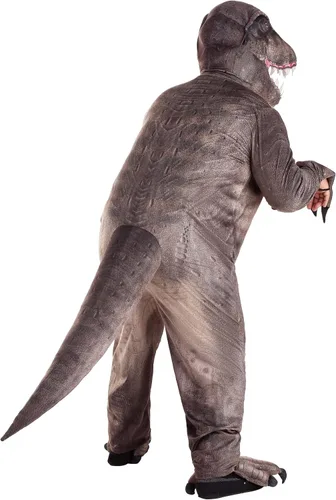 Vista 3 de Disfraz de T-Rex para adultos, disfraz de dinosaurio gris, disfraz de dinosaurio jurásico