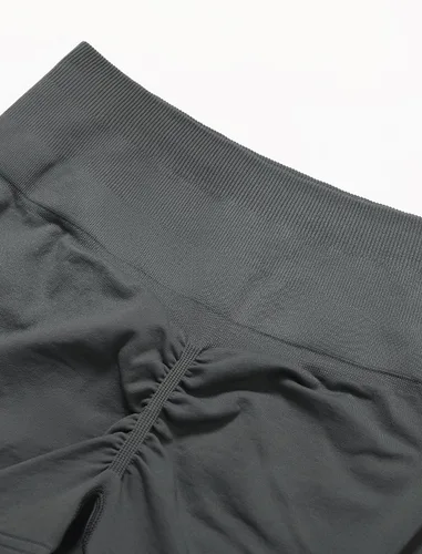 Vista 24 de Conjuntos de entrenamiento para mujer, 2 piezas, sin costuras, acanalada, sin mangas, brasier deportivo, cintura alta, pantalones cortos