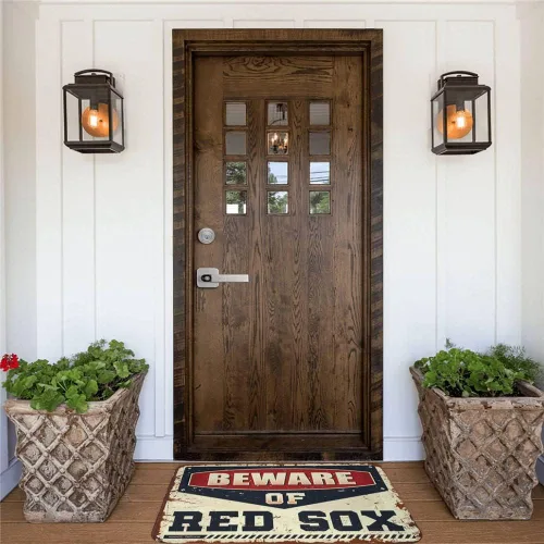 Vista 4 de Interesante felpudo de entrada Beware of Red Sox Alfombra Patio Bar Accesorios Exterior Otoño Decoración (Talla: 65X90CM)