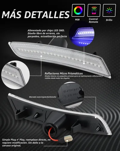 Vista 2 de Bestview Luces LED RGB de marcador lateral para Chevy Camaro 2016-2024