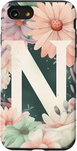 Vista 18 de iPhone 16 Beautiful Daisy Flowers Initial Letter N Monogram Watercolor Case