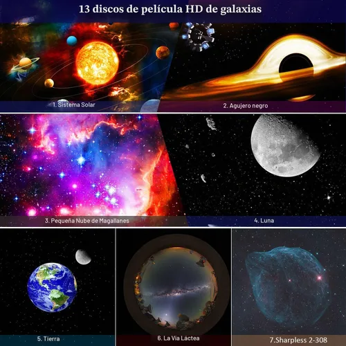 Vista 3 de Proyector de galaxia, planetario 13 en 1, astronauta, proyector de estrellas espaciales para dormitorio, proyector de luz nocturna estrellada