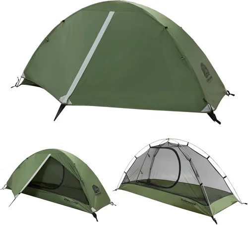 Vista 8 de Tienda de campaña para mochilero de 1/2 persona para camping, tienda de campaña ultraligera e impermeable, tienda de campaña compacta fácil