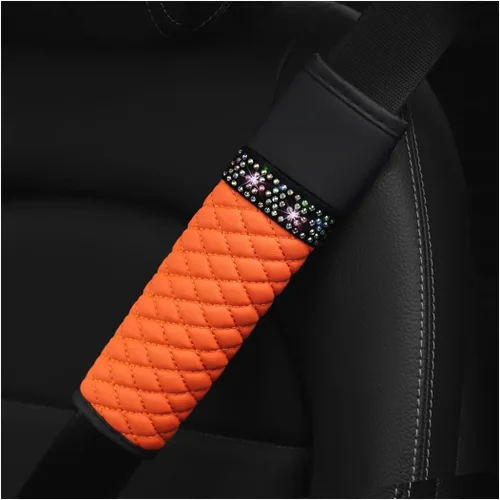 Vista 7 de AICEL - Juego de 2 fundas para cinturón de seguridad de auto, correa de hombro con brillo de strass para una conducción más cómoda, almohadillas