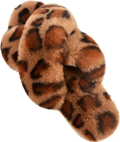 Vista 8 de Parlovable - Pantuflas mullidas para mujer con banda cruzada cómodas, zapatillas de casa de espuma viscoelástica con punta abierta, regalos