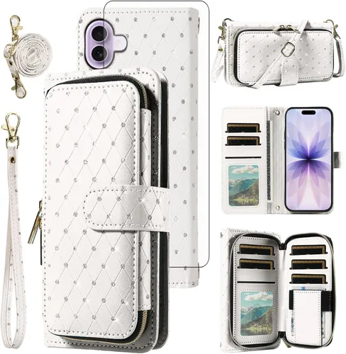 Vista 75 de Funda para teléfono iPhone 6 6S con cremallera y protector de pantalla con protector de pantalla, correa de cordón cruzado, ranura para iPhone 6 Six