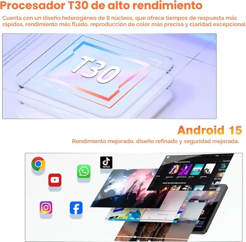 Vista 3 de Tablet Android 15, tabletas de 10 pulgadas, 18 GB+128 GB, expansión de 1 TB, tableta Octa-Core compatible con L1 Widevine con WiFi 5, BT5.2