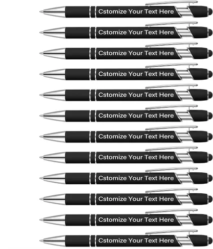 Vista 8 de Kingluu 24 unidades de bolígrafos personalizados con lápiz óptico, escritura suave, tinta negra, bolígrafos personalizados con su nombre, logotipo