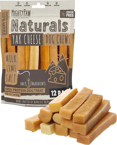 Vista 14 de Mighty Paw Golosinas masticables de queso Yak para perros Golosinas para mascotas 100% naturales de larga duración. Sin olor y excelentes