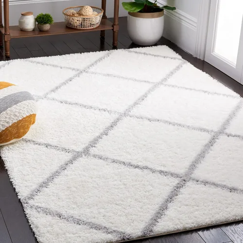 Vista 11 de SAFAVIEH Tahoe Shag Collection - Alfombra para pasillo, 2 x 9 pies, diseño de enrejado, no desprende pelusa y de fácil cuidado, 1.2 pulgadas
