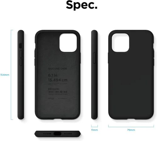 Vista 8 de elago Premium - Carcasa de silicona líquida para iPhone 11, color negro Full Body Protective Cover, Shockproof, Slim Phone Case, Anti-Scratch Soft