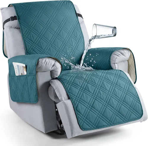 Vista 23 de TAOCOCO Funda para silla reclinable 100% impermeable que se mantiene en su lugar, fundas reclinables para sillas reclinables pequeñas con bolsillo