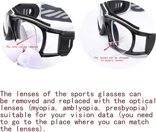 Vista 3 de SooGree - Gafas deportivas profesionales para hombres y mujeres, para raquetbol, baloncesto, fútbol, deportes, gafas protectoras antivaho y golpes