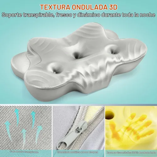 Vista 6 de CCidea - Almohada refrescante para aliviar el dolor para soporte de cuello, almohada cervical de 3 agujeros para un sueño acogedor, almohada
