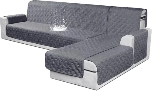 Vista 22 de VANSOFY Fundas para Sofá Seccional 100% Impermeables Funda Deslizable para Sofá en Forma de L 3 Piezas Reversible Funda para Chaise Lounge para Sofá