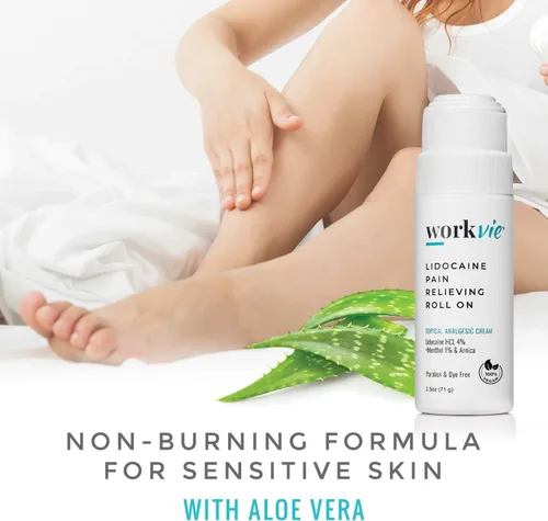 Vista 2 de Lidocaine Roll On - Crema para aliviar el dolor (1), segura para pieles sensibles, loción de máxima fuerza, para dolores nerviosos, rodillas