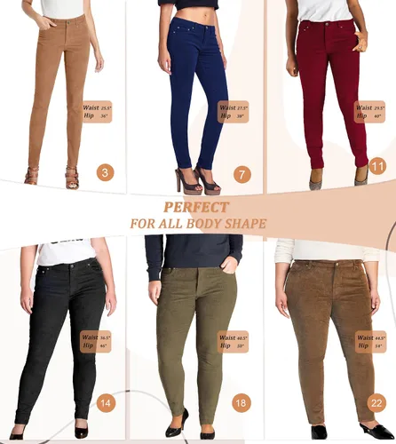Vista 5 de Hybrid & Company Pantalones ajustados de pana súper cómodos y elásticos para mujer con 5 bolsillos