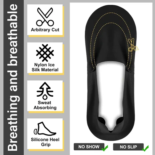 Vista 3 de 10 pares de calcetines invisibles para mujeres y hombres, calcetines de corte bajo de seda de hielo, calcetines delgados invisibles antideslizantes