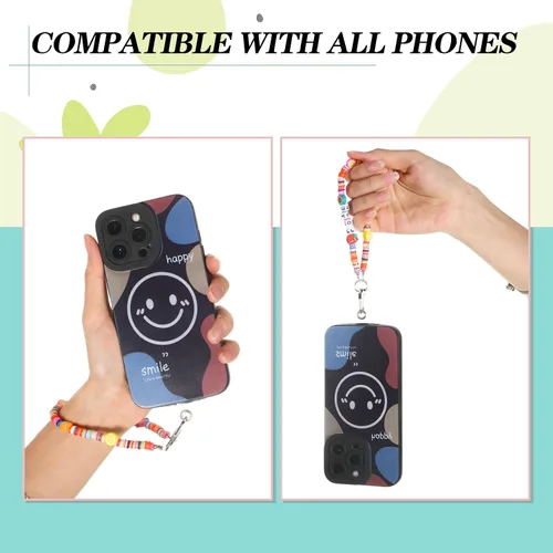 Vista 5 de LEIFIDE Correa de muñeca con cuentas para teléfono, correa de muñeca con cuentas de frutas, correas de muñeca Kawaii, pulsera desmontable