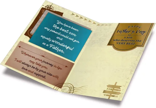 Vista 2 de Prime Greetings Tarjeta del día del padre del hijo, hecha en Estados Unidos, ecológica, tarjeta gruesa con sobre de primera calidad de 5 x 7.75